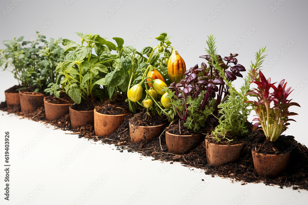 Fresh green leaf vegetables with white background