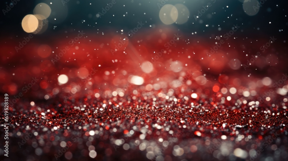 Red glitter texture, Glowing red blur for Christmas or festive texture, Christmas and New Year typog