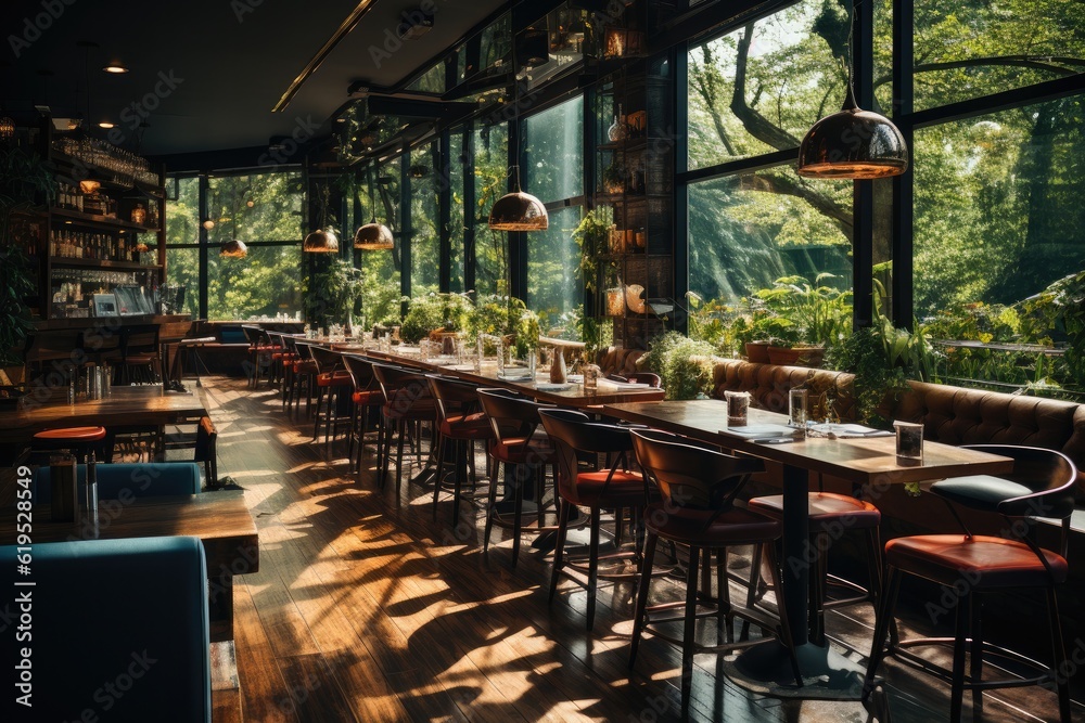 Interior of cozy restaurant in the modern style.