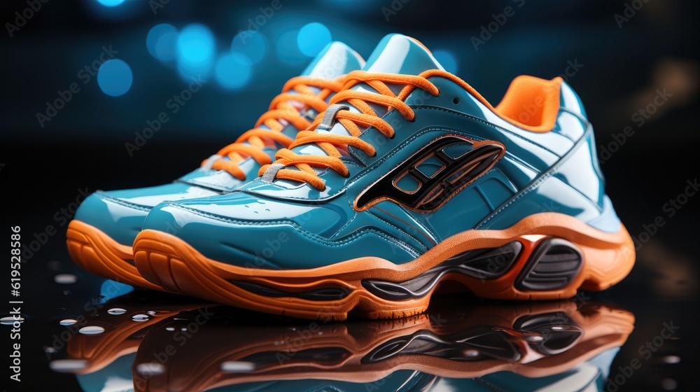 Stylish 3d render of modern running shoes.