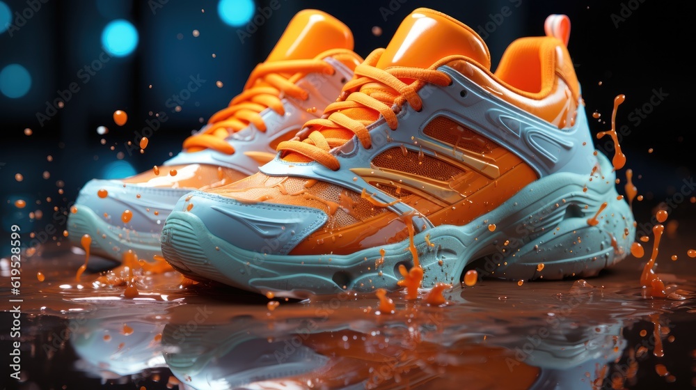 Stylish 3d render of modern running shoes.