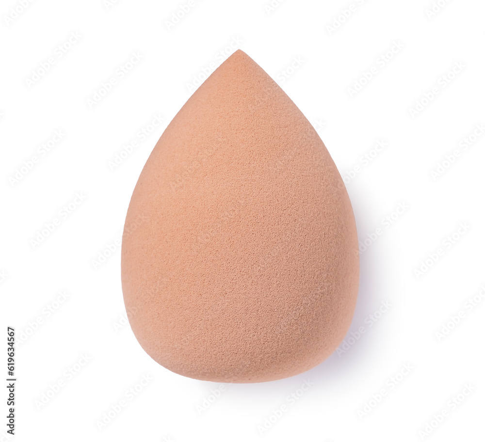 Makeup sponge placed on a white background.