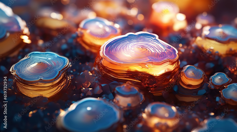 Amazing bright and shiny Agate crystal cluster background. Jewel mineral detailed macro. Generative 