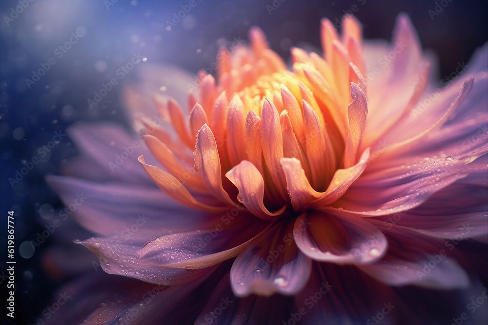 Realistic picture generative ai collage of night nature water lily flower with moisture