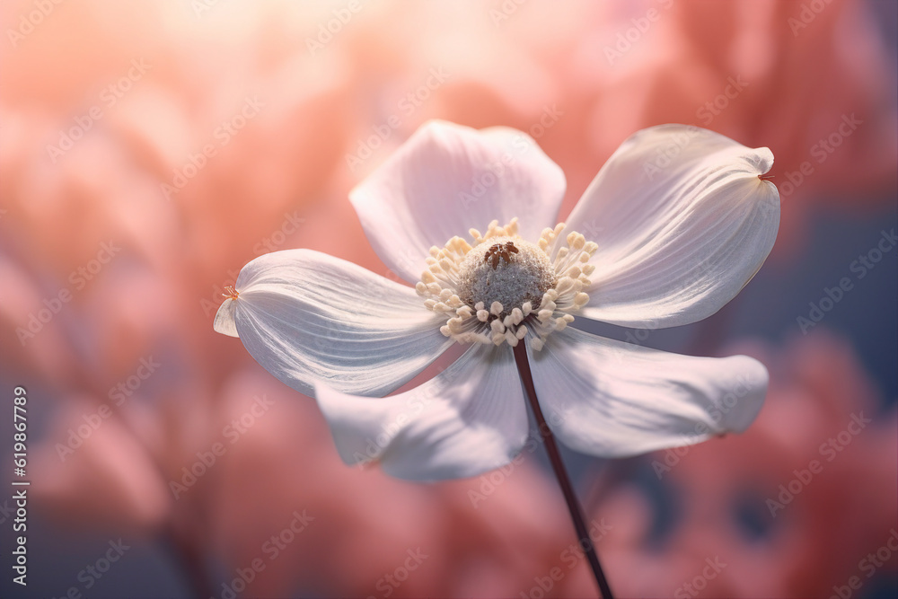 Generative ai template collage of white beautiful flower in garden sunny morning nature