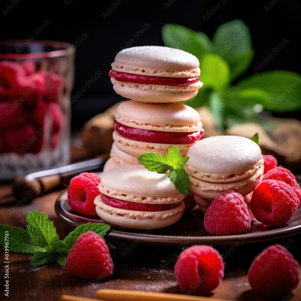 French macaroons. Illustration AI Generative