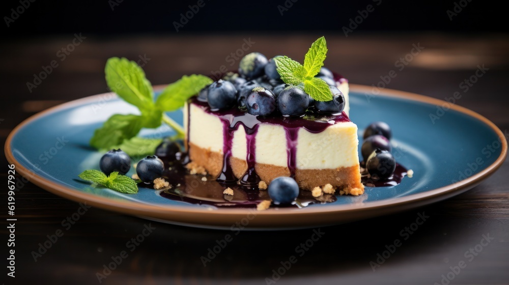 Cheesecake with berries. Illustration AI Generative