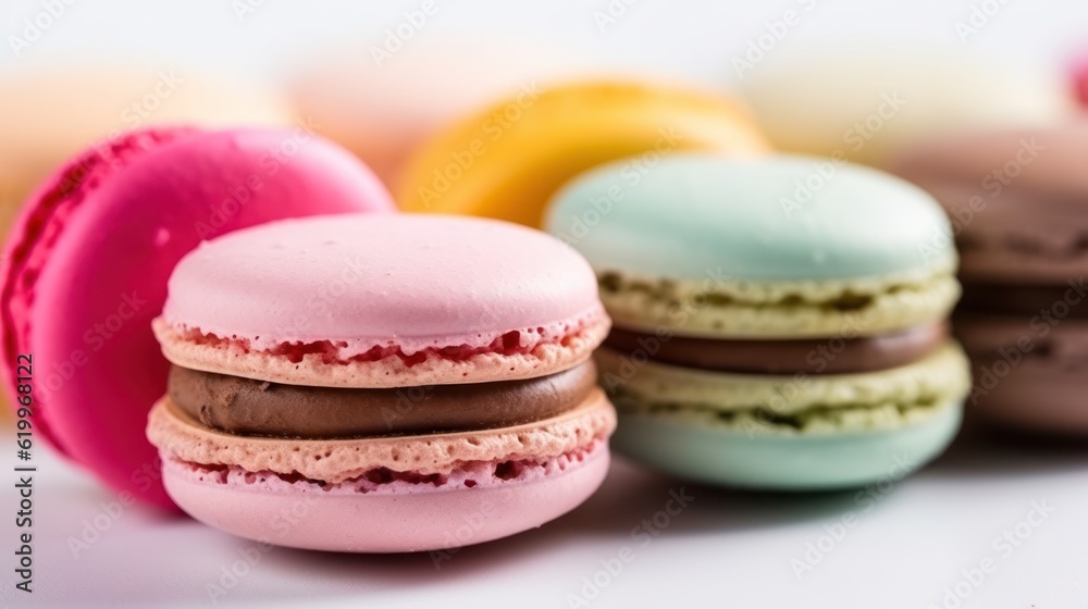 French macaroons. Illustration AI Generative