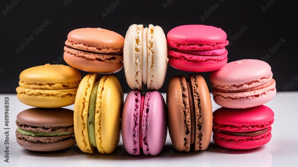 French macaroons. Illustration AI Generative