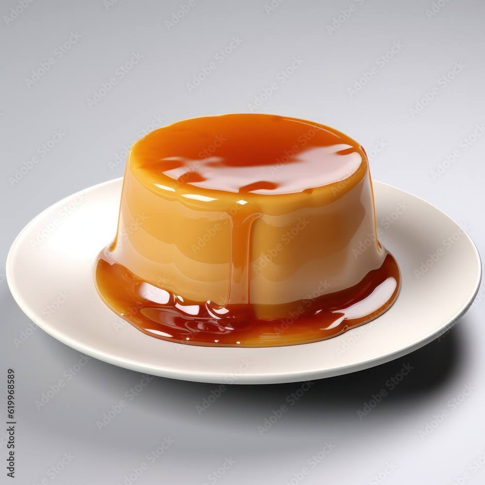 Caramel pudding. Illustration AI Generative.