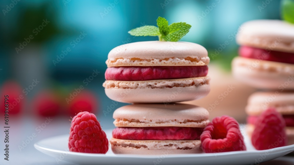 French macaroons. Illustration AI Generative