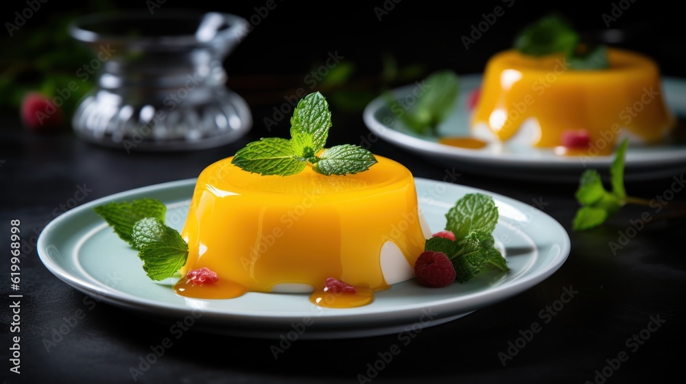 Mango panna cotta. Illustration AI Generative.