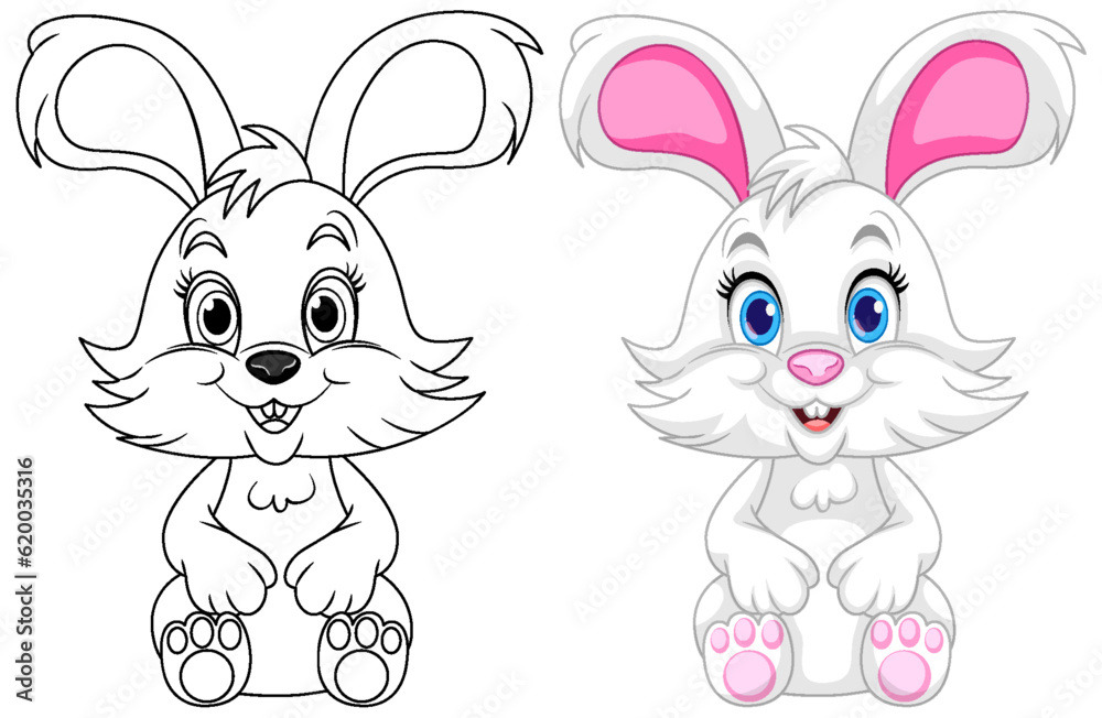 Coloring Page Outline of Cute Rabbit