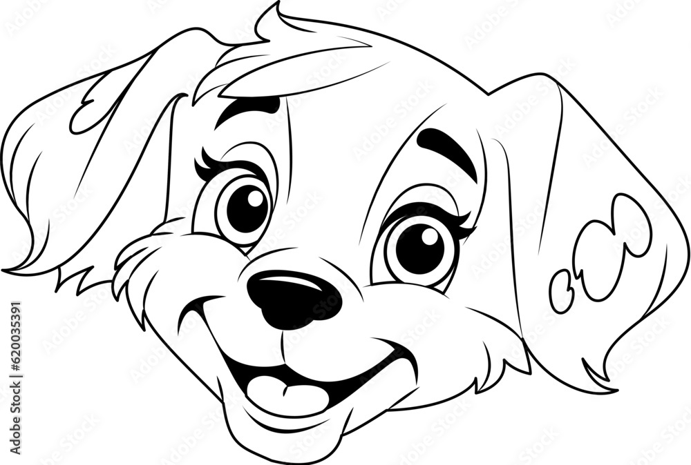 Coloring Page Outline of Cute Dog