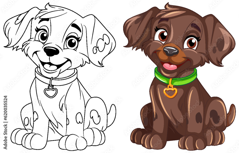 Coloring Page Outline of Cute Dog