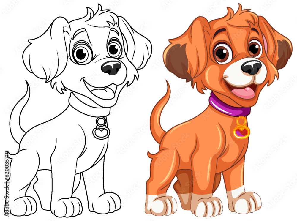 Coloring page outline of cute dog