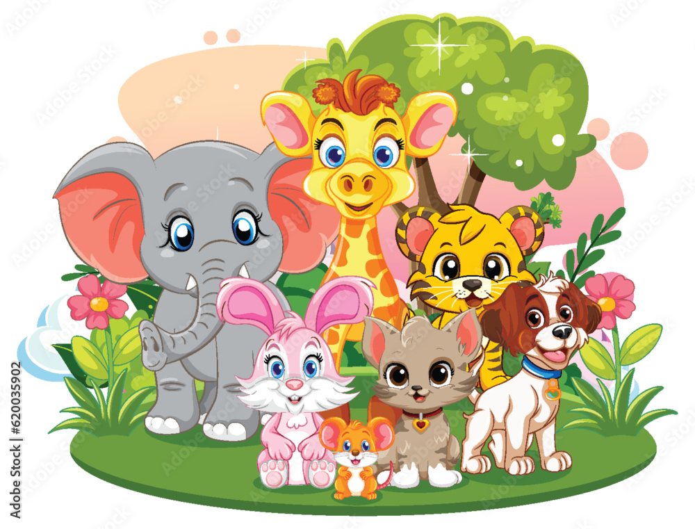 Cute Wild Animals Group