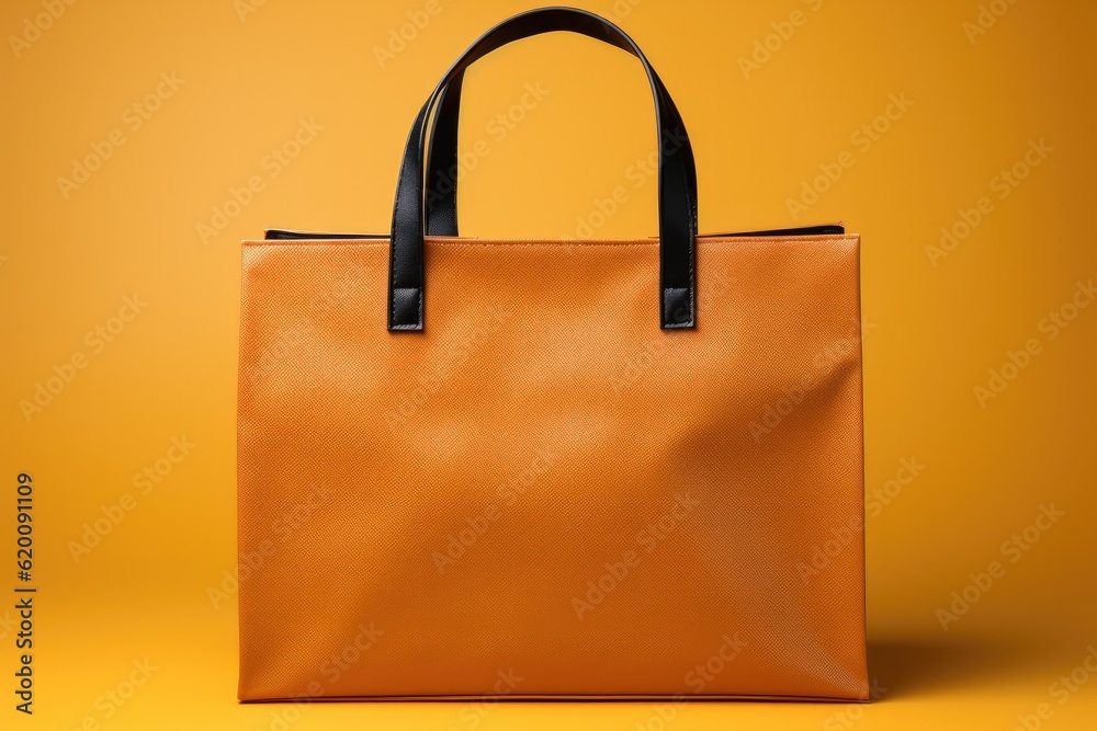 Shopping bag on yellow background.