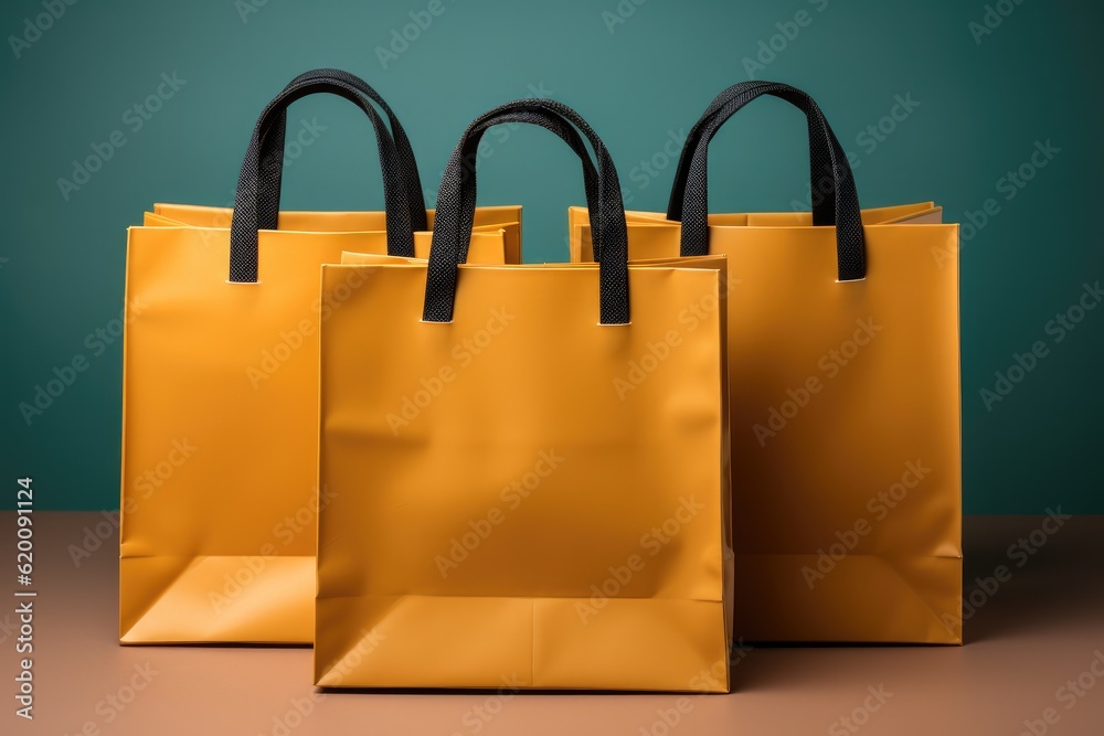 Shopping bag on yellow background.