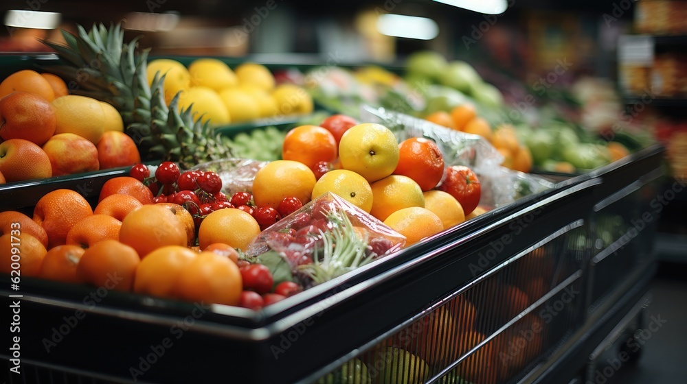 Fruit Vegetable on display at a supermarket.