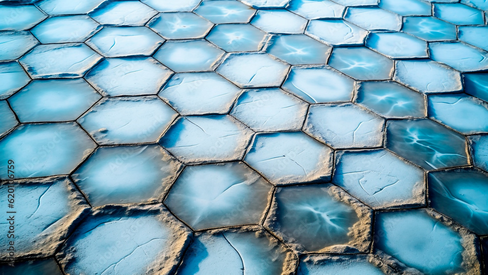 Dry ground with hexagonal shape.