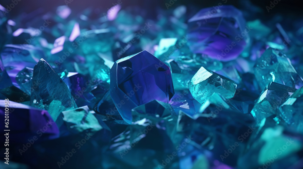 Amazing bright and shiny Fluorite crystal cluster background. Jewel mineral detailed macro. Generati