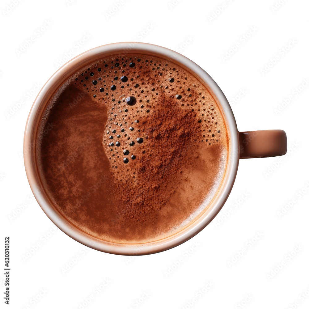 Cup of hot chocolate isolated. Illustration AI Generative.