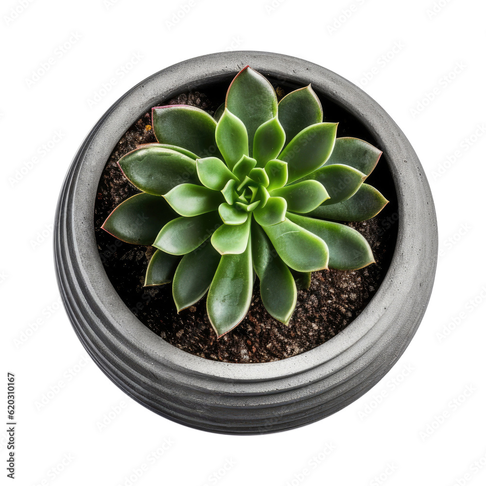 Small succulent in a pot isolated. Illustration AI Generative