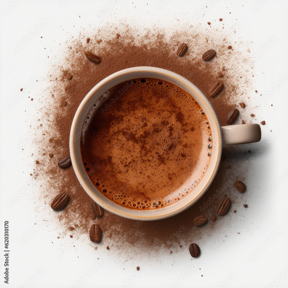 Cup of hot chocolate isolated. Illustration AI Generative.