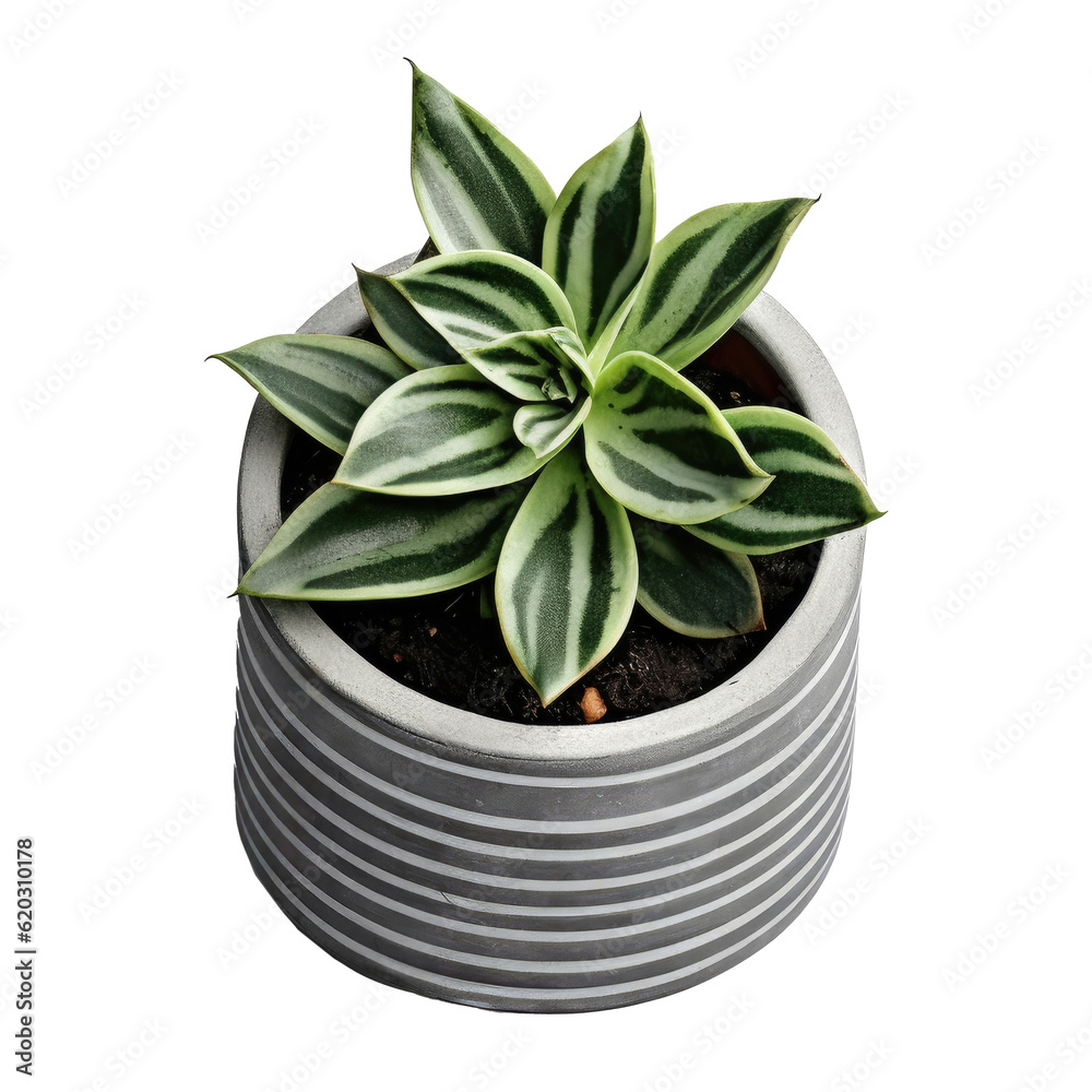 Small succulent in a pot isolated. Illustration AI Generative