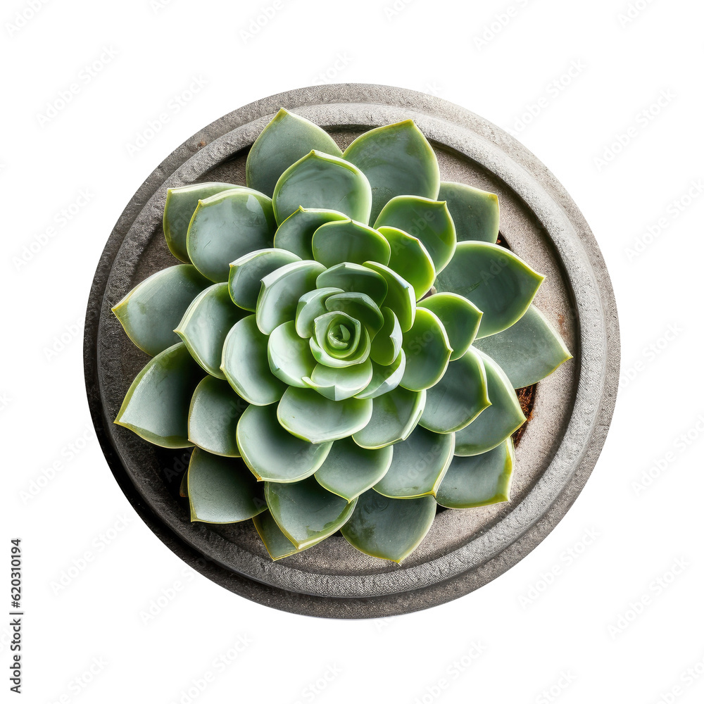 Small succulent in a pot isolated. Illustration AI Generative