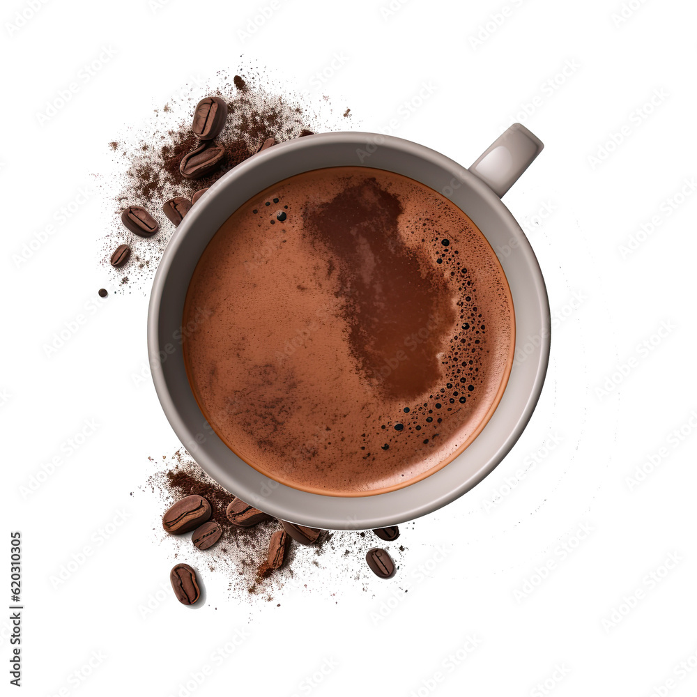 Cup of hot chocolate isolated. Illustration AI Generative.