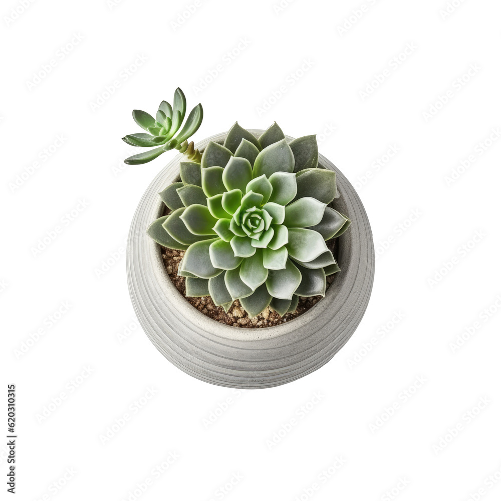 Small succulent in a pot isolated. Illustration AI Generative