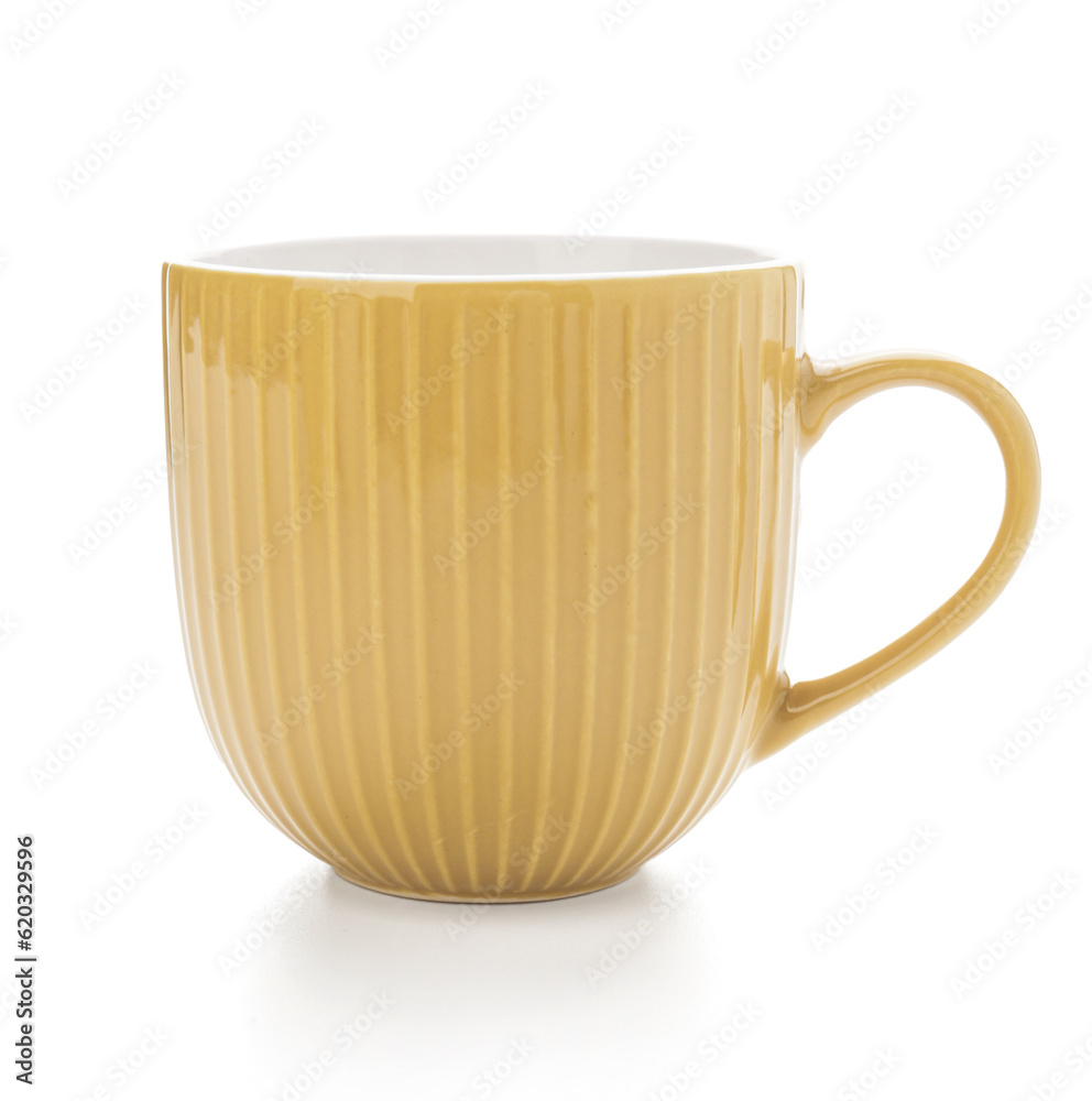 Orange cup on white background