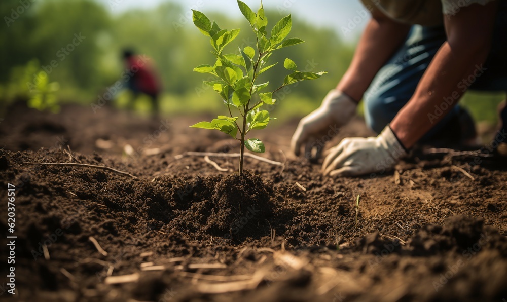 farmer planting a plant