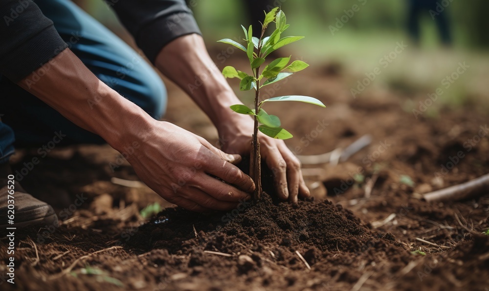 person planting a plant