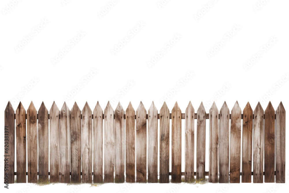 A transparent background showcases a solitary wooden fence.