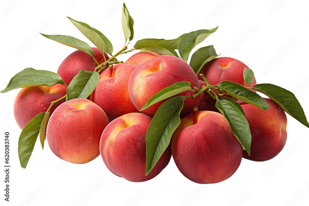 Fresh, organic peaches that are separate from each other can be seen in this picture, where they are