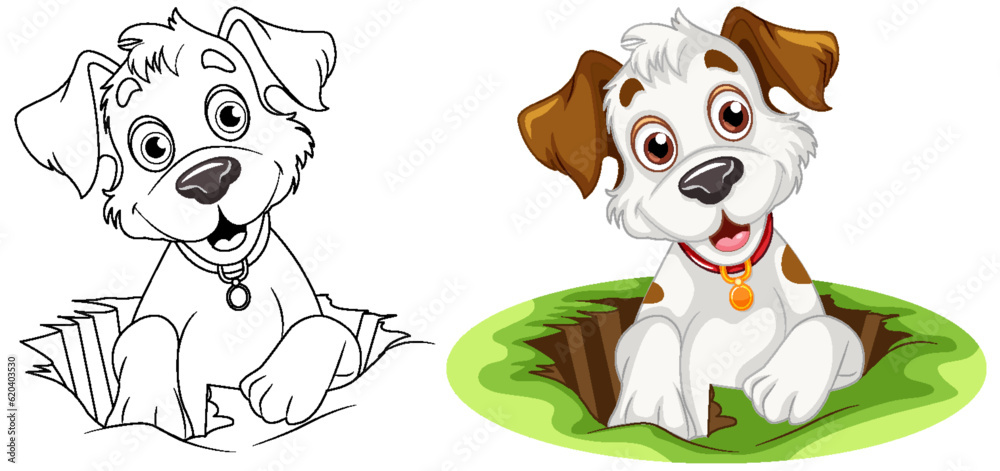 Coloring Page Outline of Cute Dog