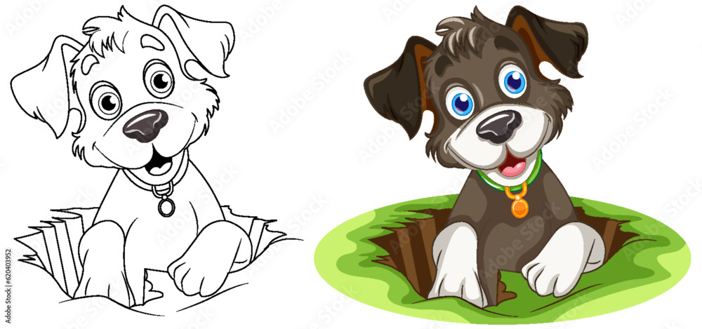 Coloring Page Outline of Cute Dog