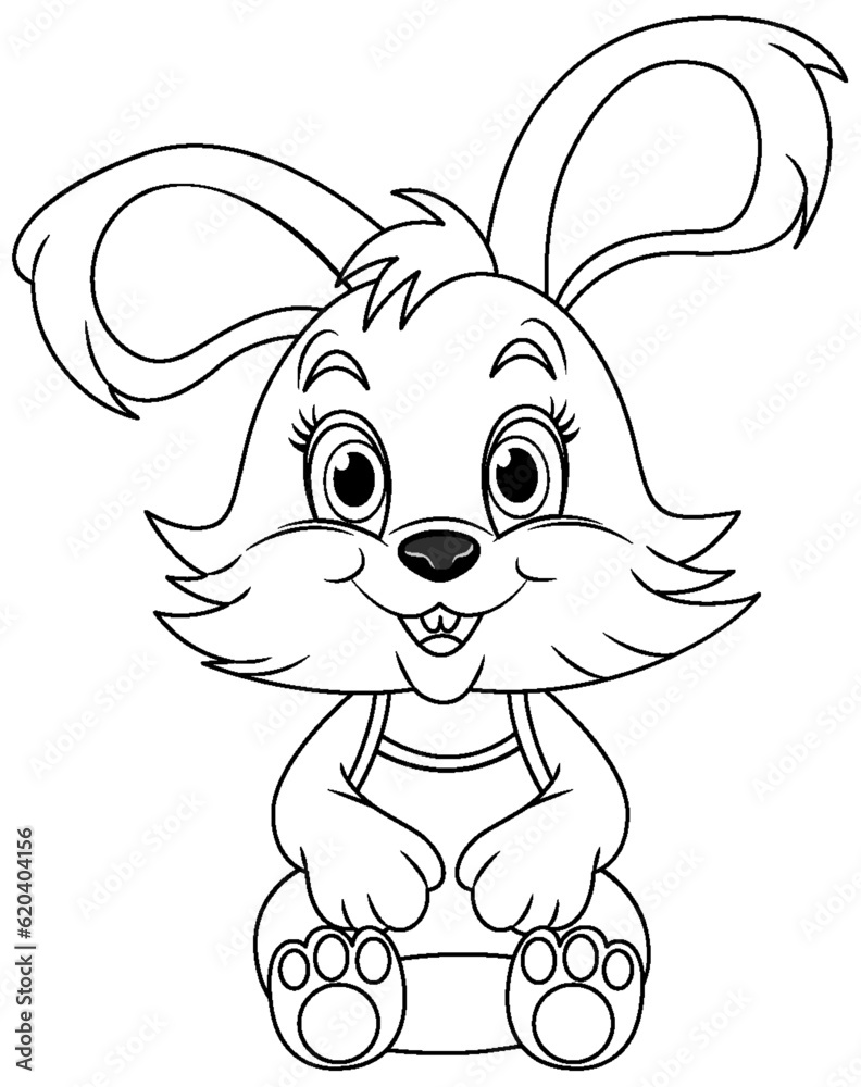 Coloring Page Outline of Cute Rabbit