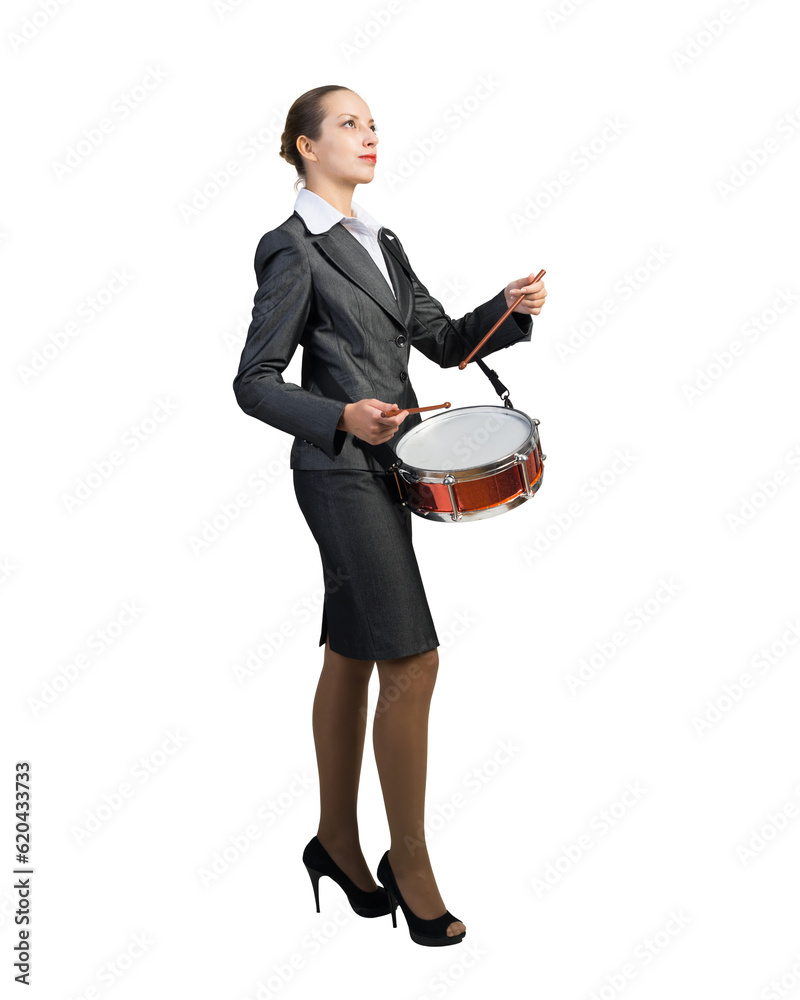 Businesswoman with drum