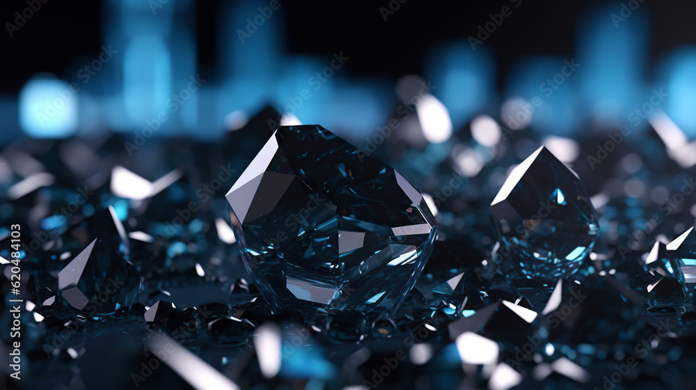 Amazing bright and shiny Obsidian crystal cluster background. Jewel mineral detailed macro. Generati