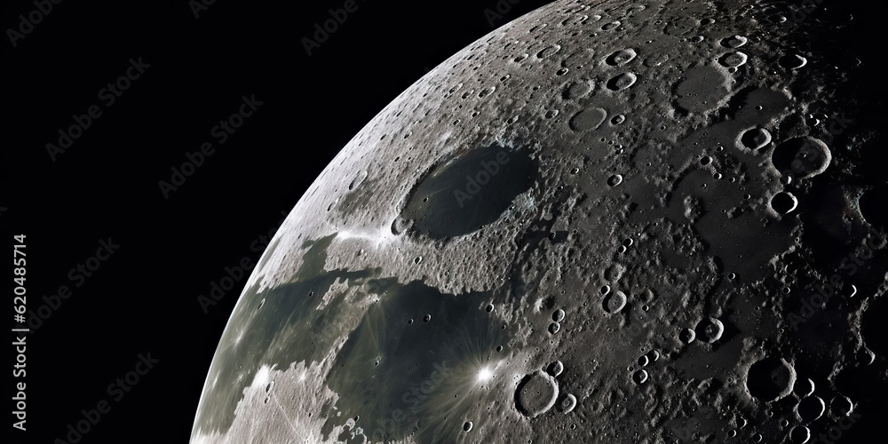 Moon surface with craters and space background. Universe beauty. Generatie AI