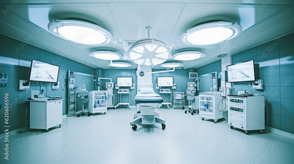 An Empty modern operating room at hospital for background. Good lighting . fluoroscope and anesthesi