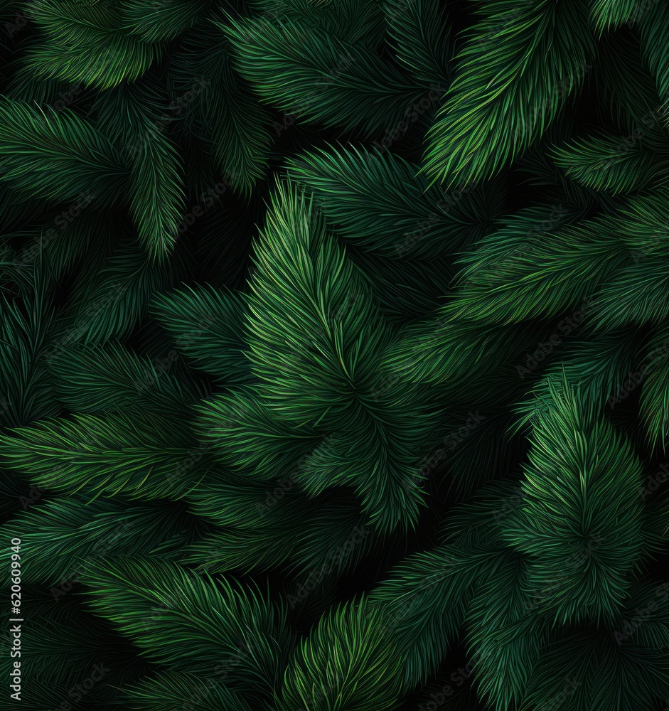 Dark green fir background. Illustration AI Generative.