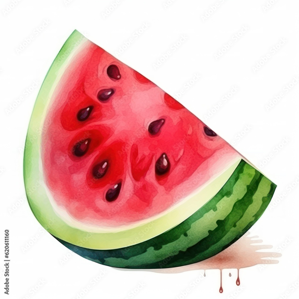 Watercolor watermelon isolated. Illustration AI Generative.