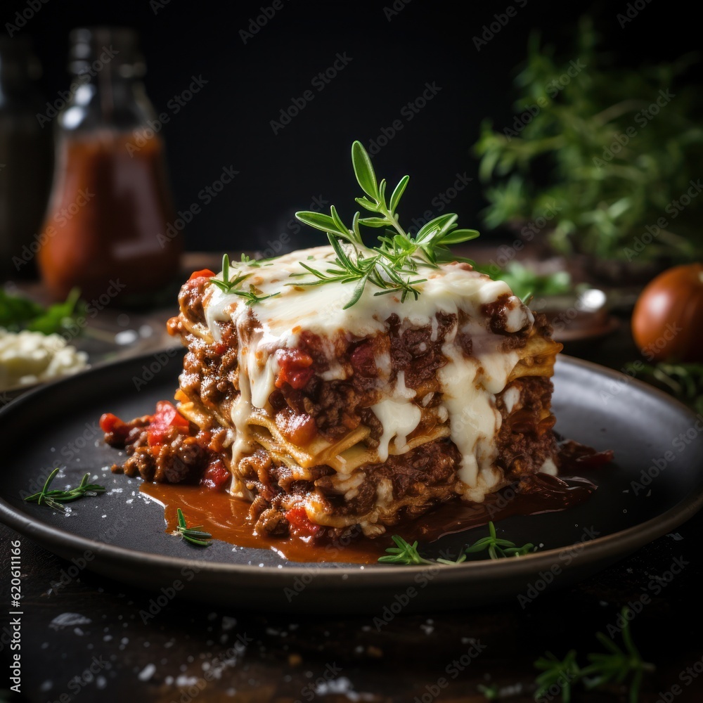 Lasagna bolognese. Illustration AI Generative.