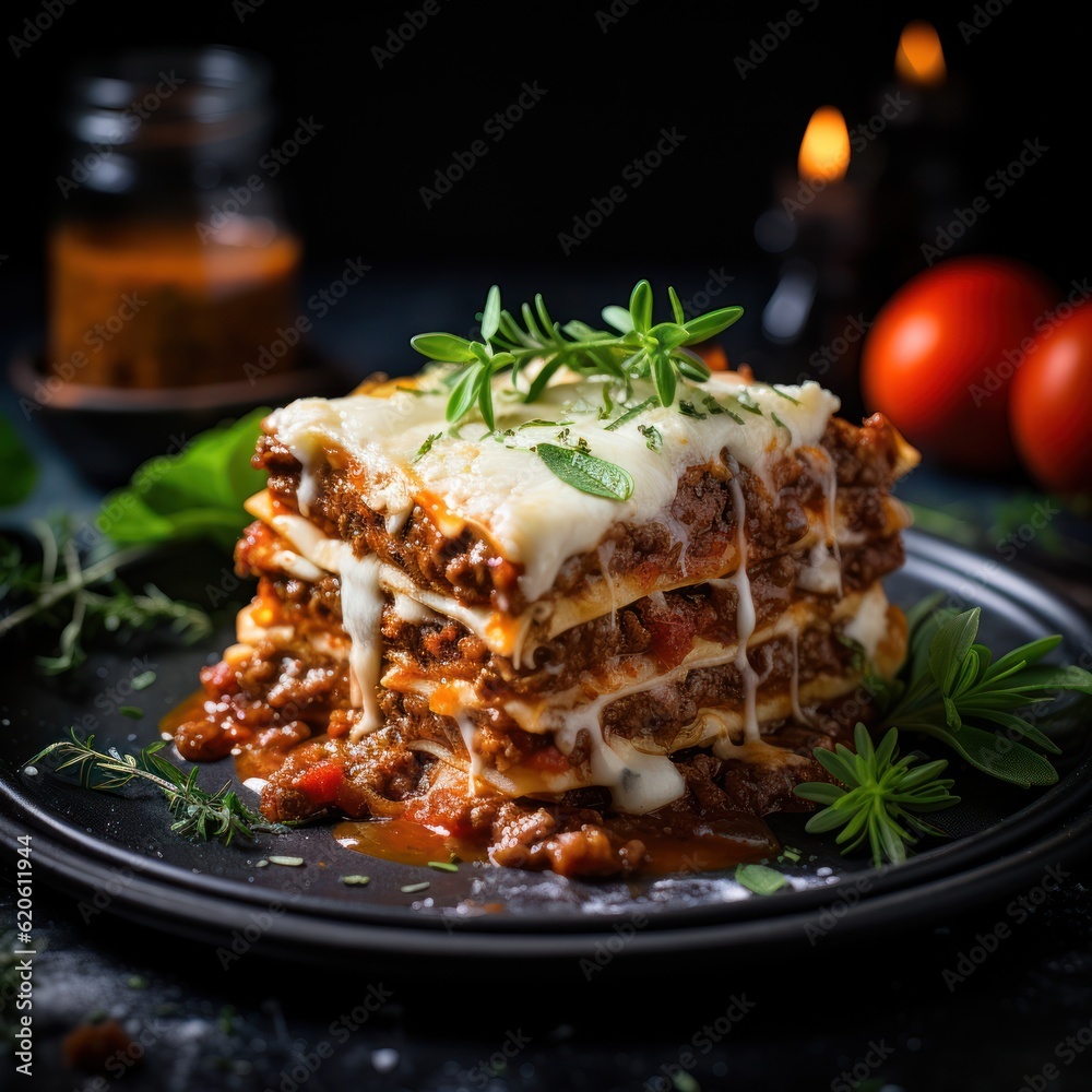 Lasagna bolognese. Illustration AI Generative.