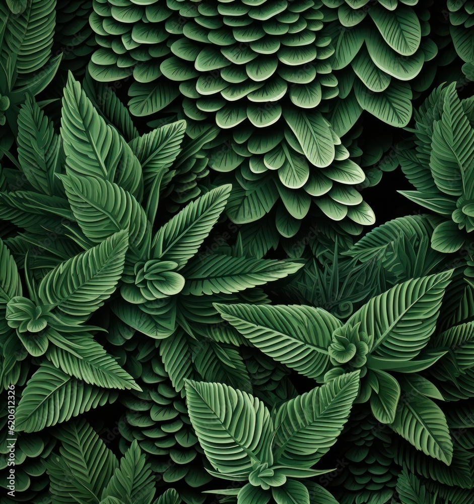 Dark green fir background. Illustration AI Generative.